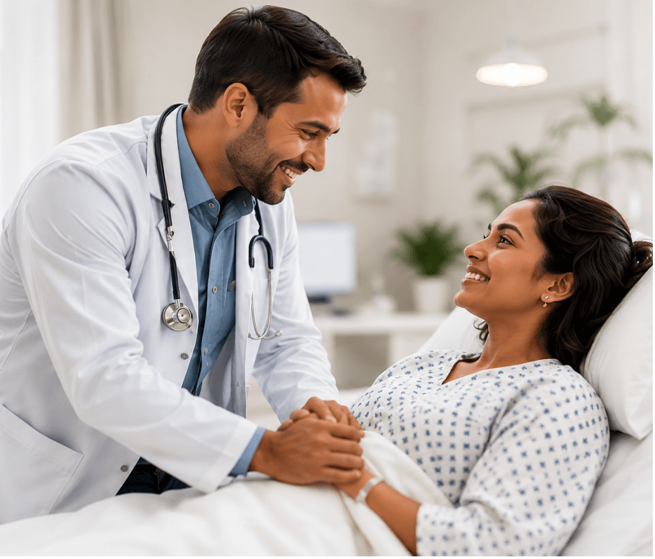 Doctor with patient — hospital support