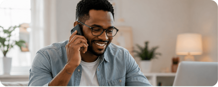 Woman on phone choosing cover